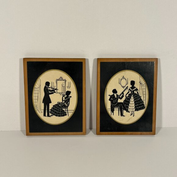 Black and White Picture Man and Woman on Wood Block (Set of 2) - Picture 1 of 2